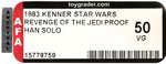 STAR WARS: REVENGE OF THE JEDI (1983) - HAN SOLO PROOF CARD AFA 50 VG.