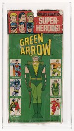 MEGO WORLD'S GREATEST SUPER HEROES (1972)- GREEN ARROW MEGO FIGURE ON RARE FIRST ISSUE CARD.