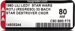 LILI LEDY STAR WARS: EL REGRESO DEL JEDI/RETURN OF THE JEDI (1983) - STAR DESTROYER COMMANDER 30 BACK AFA 80 NM.