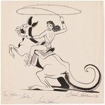 WONDER WOMAN ON KANGAROO SPECIALTY ORIGINAL ART BY TRINA ROBBINS.