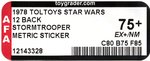 TOLTOYS STAR WARS (1978) - STORMTROOPER 12 BACK AFA 75+ EX+/NM (METRIC STICKER).