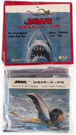 JAWS INFLATABLE SHARK AND FIN PAIR IN BAG W/HEADER CARDS BY IMPERIAL TOY.