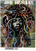 JIMI HENDRIX EXPERIENCE ICONIC 1969 GERMAN CONCERT POSTER FEATURING ART BY GUNTHER KIESER.