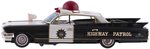 YONEZAWA BATTERY OPERATED HIGHWAY PATROL 14" TIN CADILLAC IN BOX.