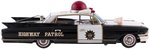 YONEZAWA BATTERY OPERATED HIGHWAY PATROL 14" TIN CADILLAC IN BOX.