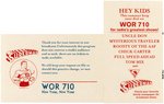 "SUPERMAN" WOR 710 RADIO PROMOTIONAL CARD PAIR.