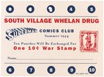 "SUPERMAN COMIC CLUB" WORLD WAR II DRUGSTORE PUNCH CARD.