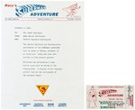 MACY'S SUPERMAN ADVENTURE 1940 TYPED LETTER & RELATED TICKET.