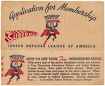 "SUPERMAN JUNIOR DEFENSE LEAGUE OF AMERICA" CLUB APPLICATION CARD.