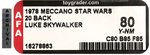 MECCANO STAR WARS (1978) - LUKE SKYWALKER 20 BACK (FRENCH SQUARE CARDBACK) AFA 80 Y-NM. (ONLY GRADED EXAMPLE)