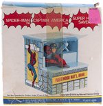 SPIDER-MAN & CAPTAIN AMERICA "SUPER HERO SAVER" BOXED MECHANICAL BANK.