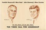 KENNEDY NEW FRONTIER ROOSEVELT NEW DEAL 1960 JFK CAMPAIGN POSTER.