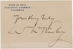 WILLIAM McKINLEY "STATE OF OHIO EXECUTIVE CHAMBER" SIGNED CARD & ENVELOPE.