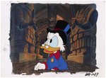 DUCKTALES - UNCLE SCROOGE McDUCK PRODUCTION ANIMATION CEL & MASTER BACKGROUND ORIGINAL ART.