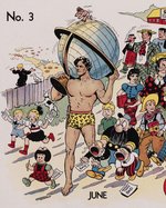 "COMICS ON PARADE" 1938 NEWSSTAND SIGN WITH TARZAN LEADING PARADE OF COMIC STRIP CHARACTERS.