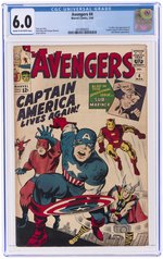 AVENGERS #4 MARCH 1964 CGC 6.0 FINE (FIRST SILVER AGE CAPTAIN AMERICA).