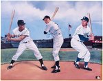 WILLIE MAYS, MICKEY MANTLE & DUKE SNIDER (HOFERS) SIGNED OVERSIZED PRINT.