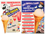 "FLARE-TOP FLAVOR-IZED ICE CREAM CONES" WWII PROMO KIT WITH WALT DISNEY CHARACTER SIGNS.