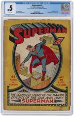 SUPERMAN #1 SUMMER 1939 CGC 0.5 POOR (SUPERMAN ORIGIN).