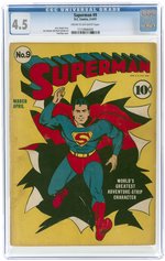 SUPERMAN #9 MARCH-APRIL 1941 CGC 4.5 VG+.