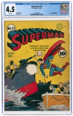 SUPERMAN #13 NOVEMBER-DECEMBER 1941 CGC 4.5 VG+.