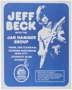 JEFF BECK WITH THE JAN HAMMER GROUP IOWA CITY, IA 1977 FOIL CONCERT POSTER.