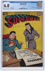 SUPERMAN #27 MARCH-APRIL 1944 CGC 6.0 FINE.