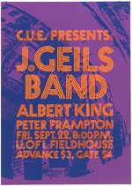 THE J. GEILS BAND & PETER FRAMPTON IOWA CITY, IA 1972 CONCERT POSTER.