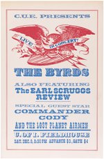 THE BYRDS, EARL SCRUGGS & COMMANDER CODY 1972 IOWA CITY, IA CONCERT POSTER.
