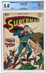 SUPERMAN #44 JANUARY-FEBRUARY 1947 CGC 5.0 VG/FINE.