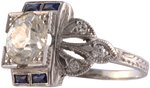 PLATINUM ART DECO DIAMOND RING.