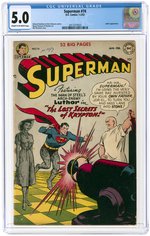 SUPERMAN #74 JANUARY-FEBRUARY 1952 CGC 5.0 VG/FINE.