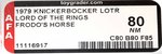 KNICKERBOCKER THE LORD OF THE RINGS (1979) - FRODO'S HORSE AFA 80 NM.