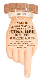 "AETNA LIFE INSURANCE CO." DIE-CUT CELLO HAND BOOKMARK.