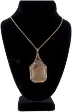 18KT YELLOW GOLD ART DECO HINGED CITRINE PENDANT.