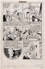 FUNNYMAN #6 COMIC BOOK PAGE ORIGINAL ART BY JOE SHUSTER & DICK AYERS.