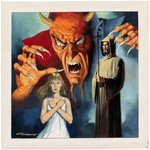 POSSESSED AND EXORCISTS WITH THE DEVIL INSIDE SPANISH HORROR NOVEL ORIGINAL COVER ART.