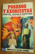 POSSESSED AND EXORCISTS WITH THE DEVIL INSIDE SPANISH HORROR NOVEL ORIGINAL COVER ART.