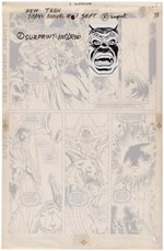 NEW TEEN TITANS VOL. 2 ANNUAL #1 COMIC BOOK PAGE ORIGINAL ART BY ED HANNIGAN.