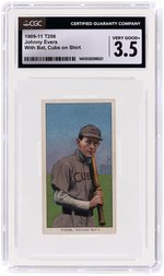 1909-11 T206 PIEDMONT JOHNNY EVERS (HOF) W/BAT AND CUBS ON SHIRT CGC 3.5 VG+.