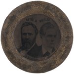 HAYES & WHEELER 1876 CAMPAIGN FERROTYPE JUGATE BADGE.