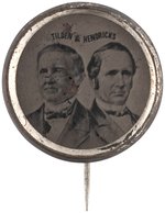 TILDEN & HENDRICKS 1876 FERROTYPE JUGATE BADGE.