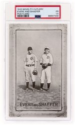 1910 PC805 NOVELTY CUTLERY POSTCARD JOHNNY EVERS (HOF) AND GERMANY SCHAEFER PSA 1.5 FAIR.