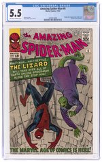 AMAZING SPIDER-MAN #6 NOVEMBER 1963 CGC 5.5 FINE- (FIRST LIZARD).