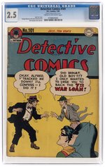 DETECTIVE COMICS #101 JULY 1945 CGC 2.5 GOOD+.