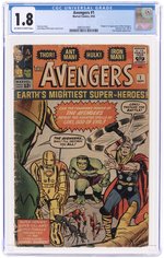 AVENGERS #1 SEPTEMBER 1963 CGC 1.8 GOOD- (FIRST AVENGERS).