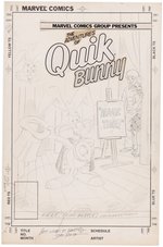THE ADVENTURES OF QUICK BUNNY PRELIMINARY ORIGINAL ART COVER BY JOHN ROMITA PLUS SIGNED PRINTER MECHANICAL & COMIC.