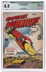 CAPTAIN MIDNIGHT #29 MARCH 1945 CGC QUALIFIED 8.0 VF.