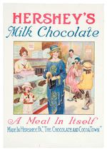 “HERSHEY’S MILK CHOCOLATE A MEAL IN ITSELF” CIRCA 1910 STORE SIGN.