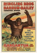 GARGANTUA RINGLING BROS. BARNUM GORILLA 1930s CIRCUS POSTER.